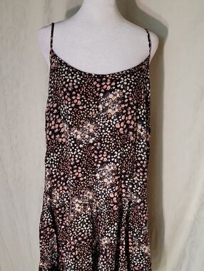 wild fable Black Floral Sundress with Pink & Cream Flowers